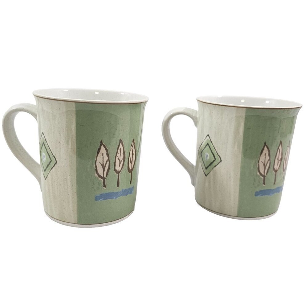 Mikasa Casual Classics Country Quilt HG284 14 Oz Porcelain Mug Cup – Set of 2